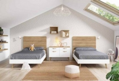Dormitorio juvenil con 2 camas individuales, Mod. Candy