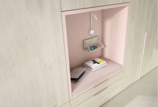 Dormitorio juvenil con cabecero tapizado, Mod. Tintin