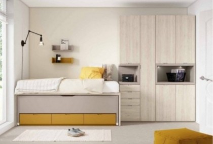 Dormitorio juvenil BETINA. Bicama, armario, módulo 4 cajones Dormitorio Completo juvenil en Bilbao