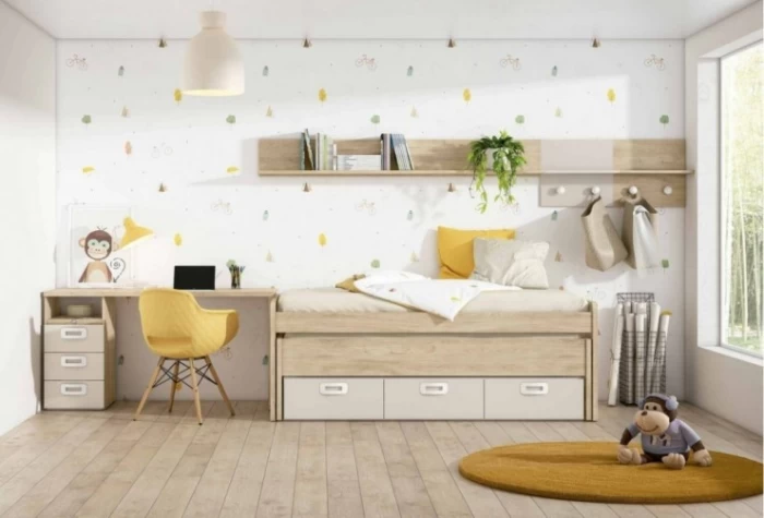 Dormitorio juvenil con mesa estudio, Mod. Dot Dormitorio Completo juvenil en Bilbao