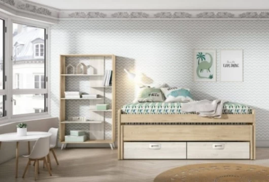Dormitorio juvenil con estantería, Mod. Edna Dormitorio Completo juvenil en Bilbao