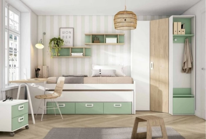 Dormitorio juvenil con armario rincón, Mod. Slinki Dormitorio Completo juvenil en Bilbao