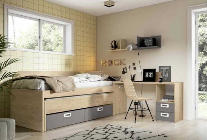 Dormitorio juvenil con mesa estudio, Mod. Meda Dormitorio Completo juvenil en Bilbao