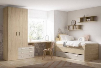 Dormitorio juvenil con compacto y armario Mod. Piolín. Dormitorio Completo juvenil en Bilbao