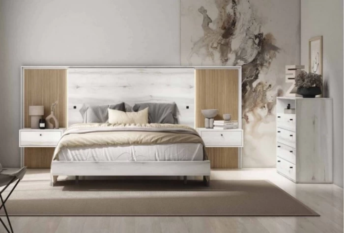 Cama 150 cm y mesitas Mod. Aros Conjuntos Dormitorio en Bilbao