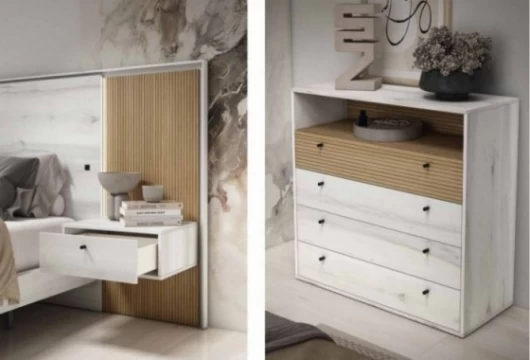 Cama 150 cm y mesitas Mod. Aros Conjuntos Dormitorio en Bilbao