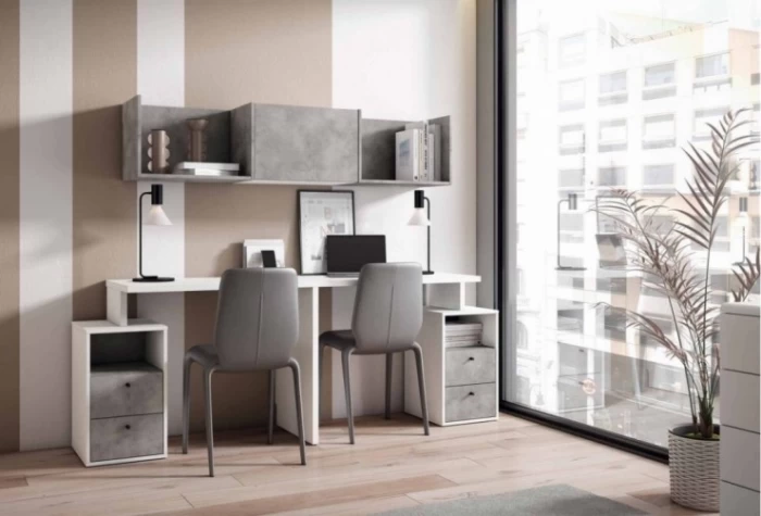 Escritorio doble con cajoneras, Mod. Lunera