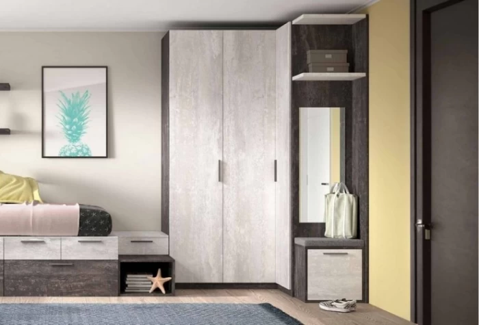 Armario juvenil angular con zapatero luna, Mod. Jaison Armarios juveniles en Bilbao