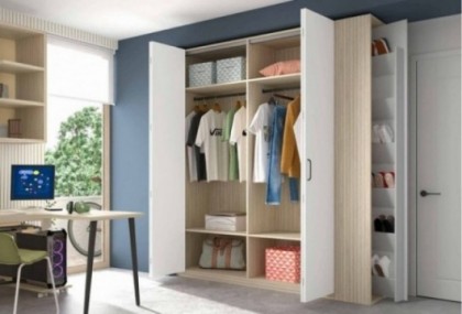 Armario puertas plegables con zapatero giratorio Mod. Julene Armarios juveniles en Bilbao