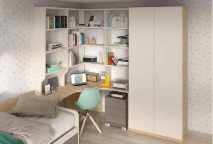 Estantería rincón con escritorio, Mod. Itsaso Estanterías juveniles en Bilbao