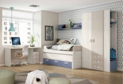 Dormitorio juvenil con armario y zapatero, Mod. Robert Dormitorio Completo juvenil en Bilbao