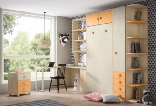 Cama abatible vertical con altillo, Mod. Katu