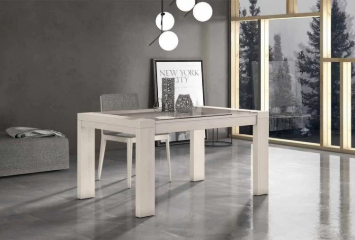 Mesa de comedor 168 cm tapa cristal Hoylake Mesas de comedor en Bilbao