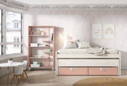 Dormitorio juvenil con estantería, Mod. Edna Dormitorio Completo juvenil en Bilbao