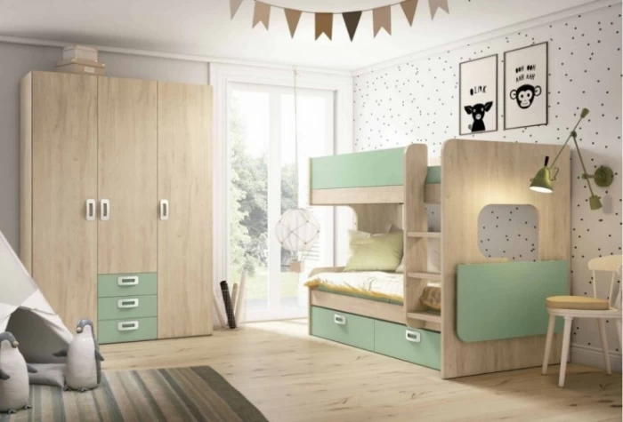 Dormitorio juvenil con litera, Mod. Hop Dormitorio Completo juvenil en Bilbao
