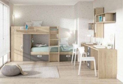 Dormitorio juvenil con cama tren, Mod. Baileywick Dormitorio Completo juvenil en Bilbao