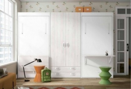 Dormitorio juvenil con 2 camas abatibles, Mod. Bois Dormitorio Completo juvenil en Bilbao