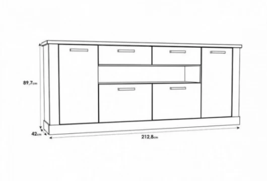 Aparador de 213 cm con 4 puertas y 2 cajones, Mod. Arlington Aparadores en Bilbao