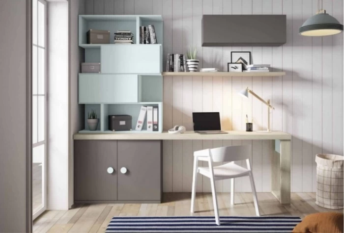 Escritorio juvenil con estantería, Mod. Wally