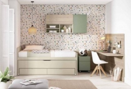 Dormitorio juvenil WALRUS con bicama y escritorio 200 cm Dormitorio Completo juvenil en Bilbao