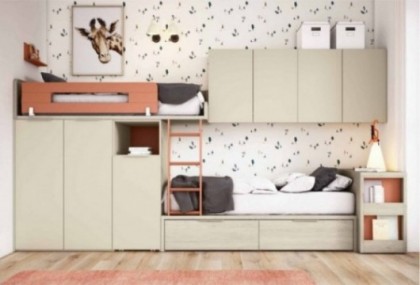 Dormitorio juvenil con cama tren, Mod. Starla