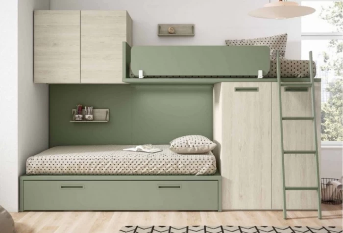 Dormitorio juvenil con cama tren, Mod. Abis