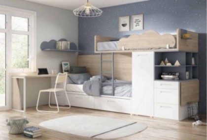 Dormitorio juvenil con cama tren, Mod. Jerry