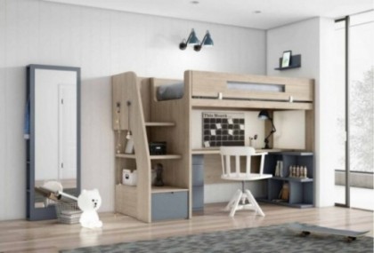 Dormitorio juvenil con cama alta, Mod. Ralph