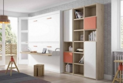 Dormitorio juvenil con cama abatible doble, Mod. Pollen Camas abatibles en Bilbao