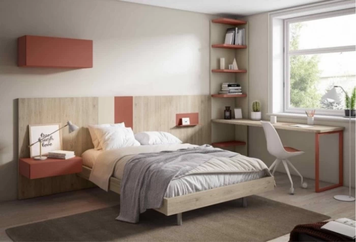 Dormitorio juvenil con cama grande, Mod. Luke