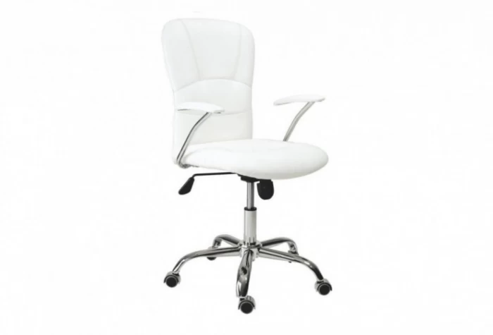 Silla escritorio símil piel blanco con brazos Mod. Mary