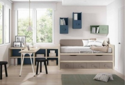 Dormitorio juvenil con zona de estudio, Mod. Alegría Dormitorio Completo juvenil en Bilbao