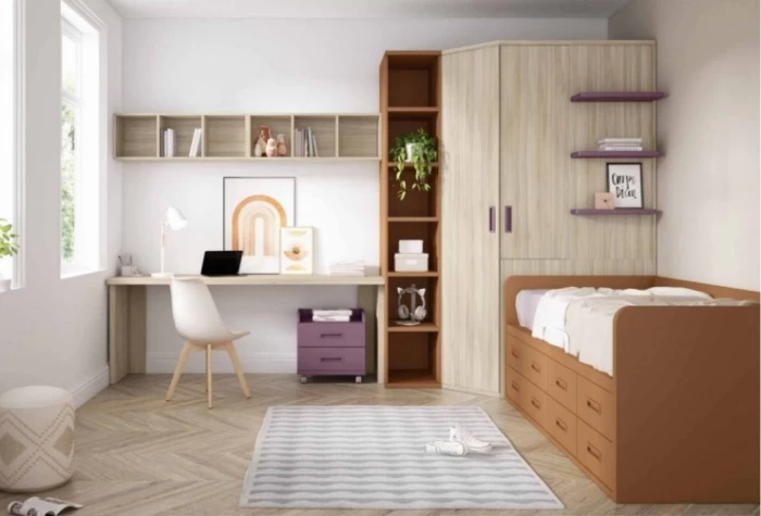 Dormitorio juvenil con armario rincón, Mod. Linguini Dormitorio Completo juvenil en Bilbao