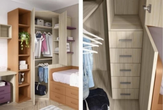 Dormitorio juvenil con armario rincón, Mod. Linguini Dormitorio Completo juvenil en Bilbao