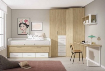 Dormitorio juvenil con armario rincón, Mod. Alisha Dormitorio Completo juvenil en Bilbao