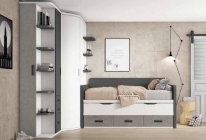 Dormitorio juvenil con armario rincón, Mod. Allie Dormitorio Completo juvenil en Bilbao