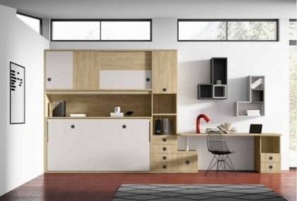 Dormitorio juvenil con cama abatible horizontal, Mod. Jordan Camas abatibles en Bilbao