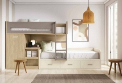 Dormitorio juvenil con cama tren, Mod. Grogu