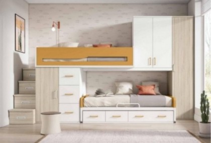 Dormitorio juvenil con cama tren, Mod. Isabela