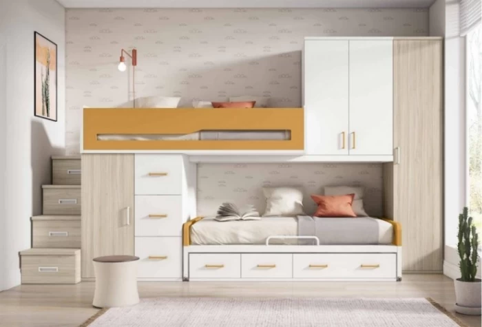 Dormitorio juvenil con cama tren, Mod. Isabela