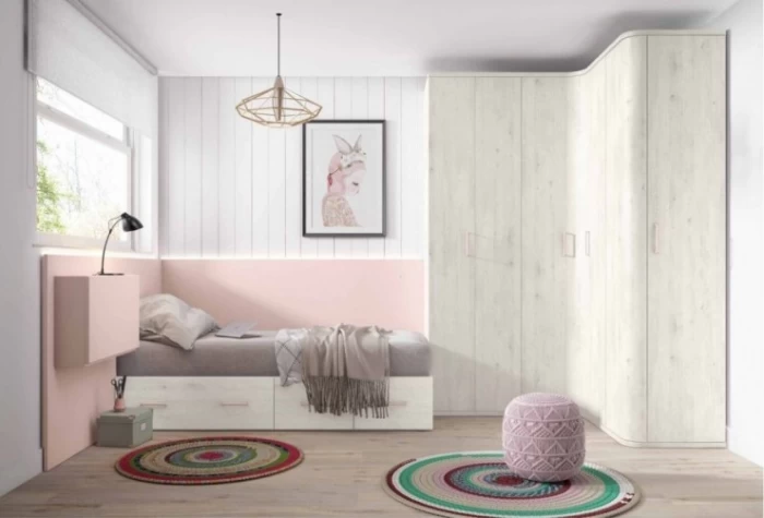 Dormitorio juvenil con armario rincón, Mod. Miranda Dormitorio Completo juvenil en Bilbao