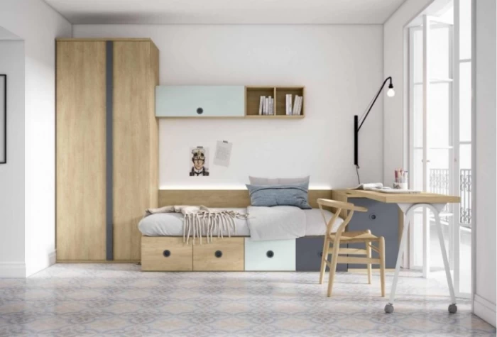 Dormitorio juvenil con mesa giratoria, Mod. Mortimer Dormitorio Completo juvenil en Bilbao