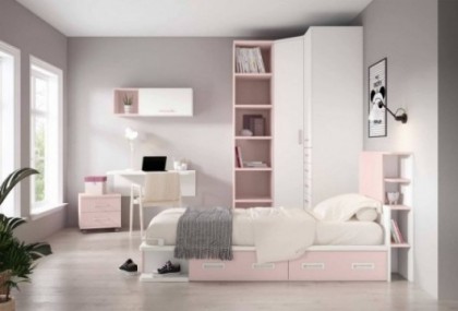 Dormitorio juvenil completo con cama individual, Mod. Scar