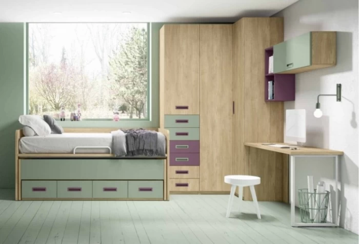 Dormitorio juvenil compacto y escritorio Mod.Charlie Dormitorio Completo juvenil en Bilbao