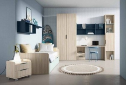 Dormitorio juvenil compacto y escritorio completo Mod. Rison Dormitorio Completo juvenil en Bilbao