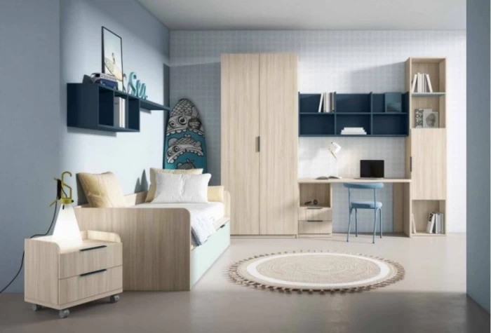 Dormitorio juvenil compacto y escritorio completo Mod. Rison Dormitorio Completo juvenil en Bilbao