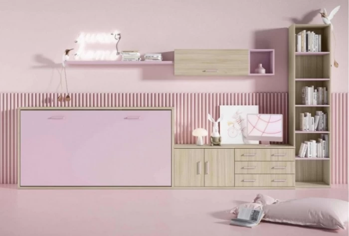 Dormitorio juvenil cama abatible horizontal Mod. Ronno Camas abatibles en Bilbao