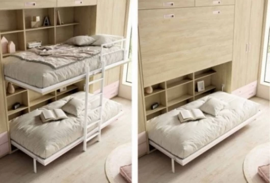Dormitorio juvenil doble cama abatible horizontal Mod. Dodo Camas abatibles en Bilbao