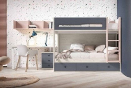 Dormitorio juvenil con litera y escritorio Mod. Noi