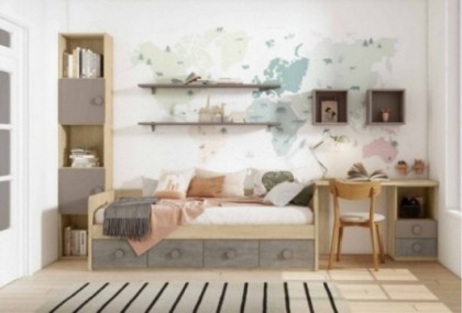 Dormitorio juvenil con nido y libreria Mod. Ono Dormitorio Completo juvenil en Bilbao